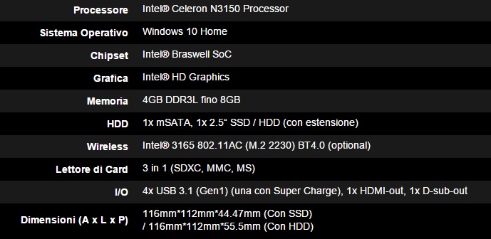 MSI Cubi N specifiche